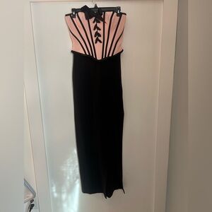 Vintage Lillie Rubin Pink and Black Corseted Dress